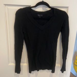 Aqua Cashmere Black V Neck Sweater